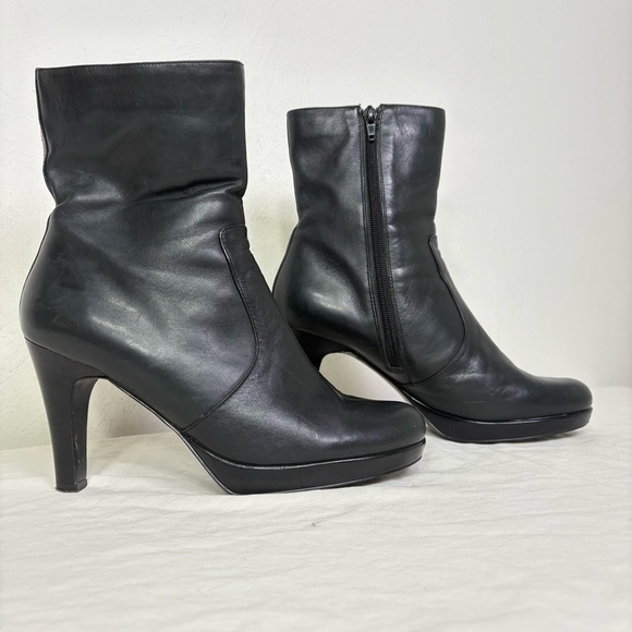 Nine & Co Vintage 90s Y2K Genuine Leather Platform Heeled Boots Booties 8.5 - Picture 3 of 16